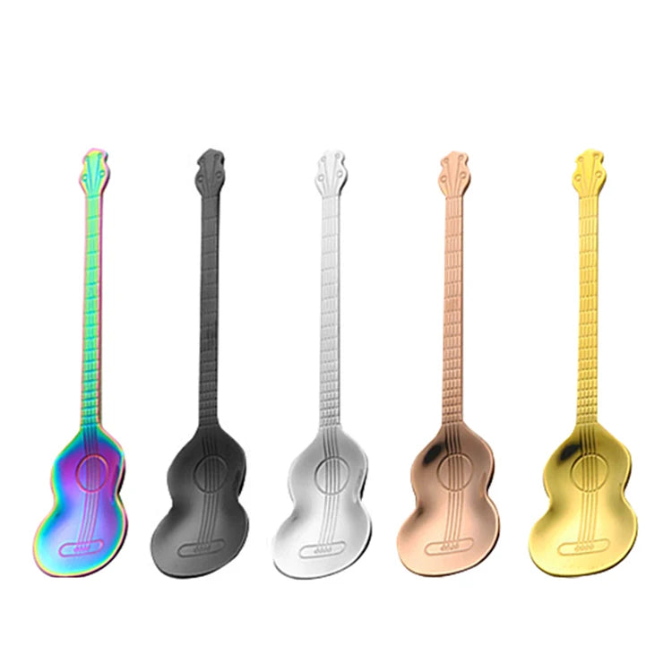 Best Seller Coffee Guitar Spoons Stainless Steel 304 Tea Spoon Ice Cream Spoon Set