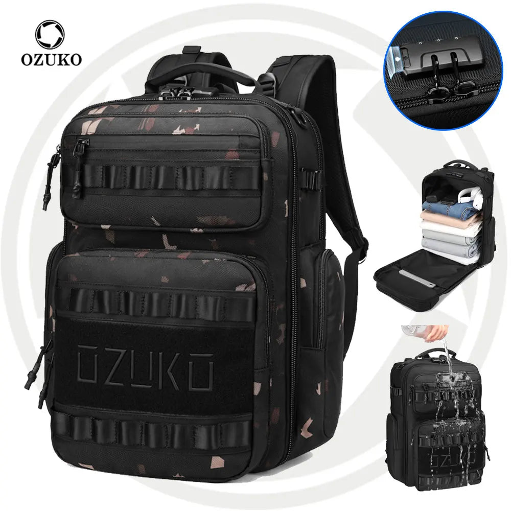 Ozuko 9797L Travel Sport Backpack for Men Expandable Water Resistant Computer Backpack Laptop Backpack 17.3Inch for College