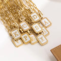 Natural Shell 18K Gold Plated Initial Necklace Stainless Steel 26 Character A-Z Letter Alphabet Pendant Necklaces for Woman