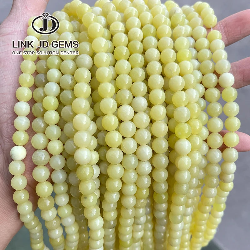 JD 4/6/8/10/12mm Natural Stone Beads Ice Lemon Jades Round Loose Spacer Beads for Jewelry Making