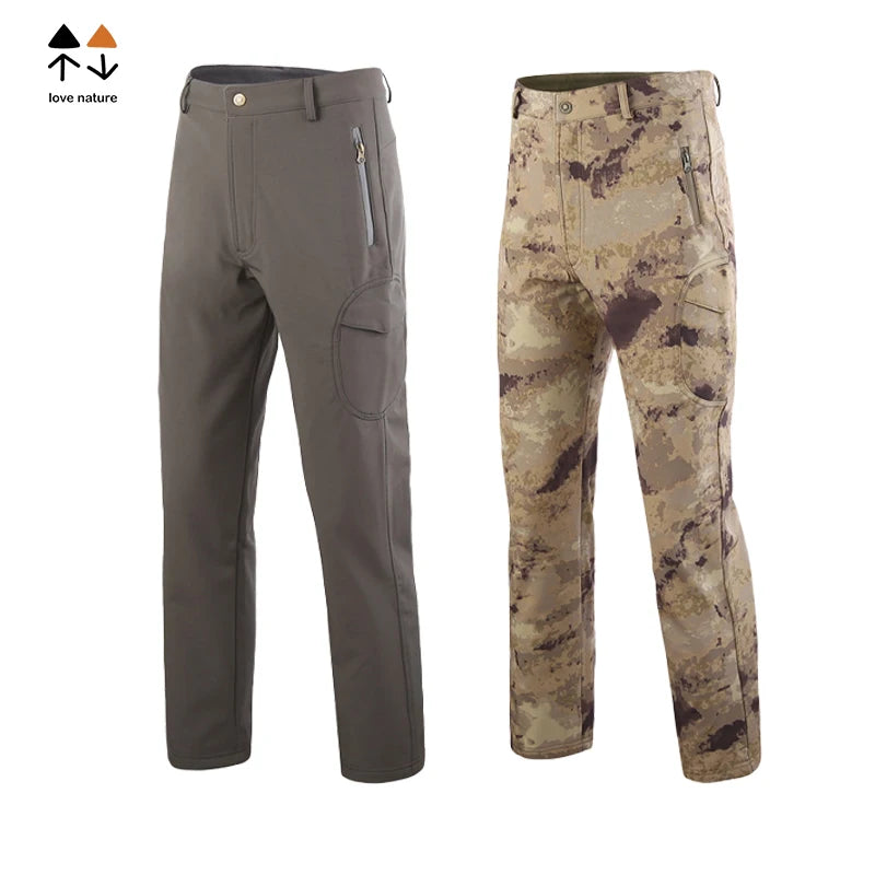 High-Quality Autumn/Winter Men's Outdoor Tactical Pants 3-in-1 Fleece Softshell Waterproof Scratch-Resistant Men's Pants Cargo
