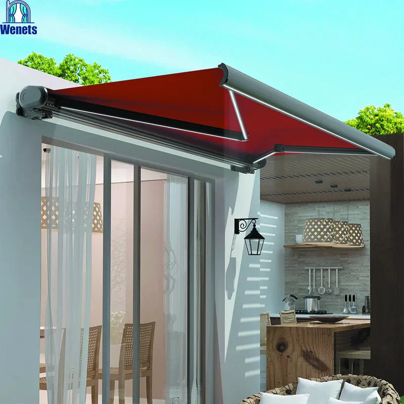 Awning Outdoor Waterproof Fabric Retractable Roof Awning Remote Control