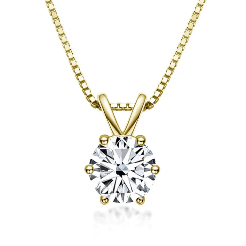 Luxury Jewelry 1ct Iced Cut Round Six-claw Shape Moissanite Pendant 925 Sterling Silver Chains for Wedding