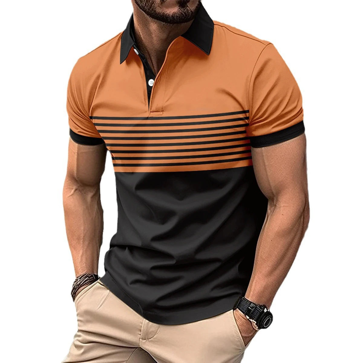 2025 Custom Men's Slim Casual for Polo Shirt Solid Color New Fashion Versatile 100% Polyester for Spring Summer