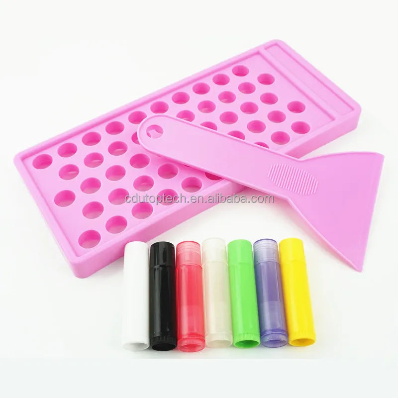 Lip Balm Crafting Kit 50 Cavities DIY Lip Balm Tube Filling Mold 5g Lip Balm Tube Filling Trays