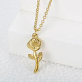 Ins Design Creative Rose Flower Stainless Steel Necklace Trendy Birth Gift for Lady Tarnish Free Jewelry