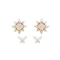 18K Gold Plated S925 Sterling Silver Earrings Delicate Sun Shape Stud Fancy Opal Stone Trendy Stud Women Girls Wedding Gift