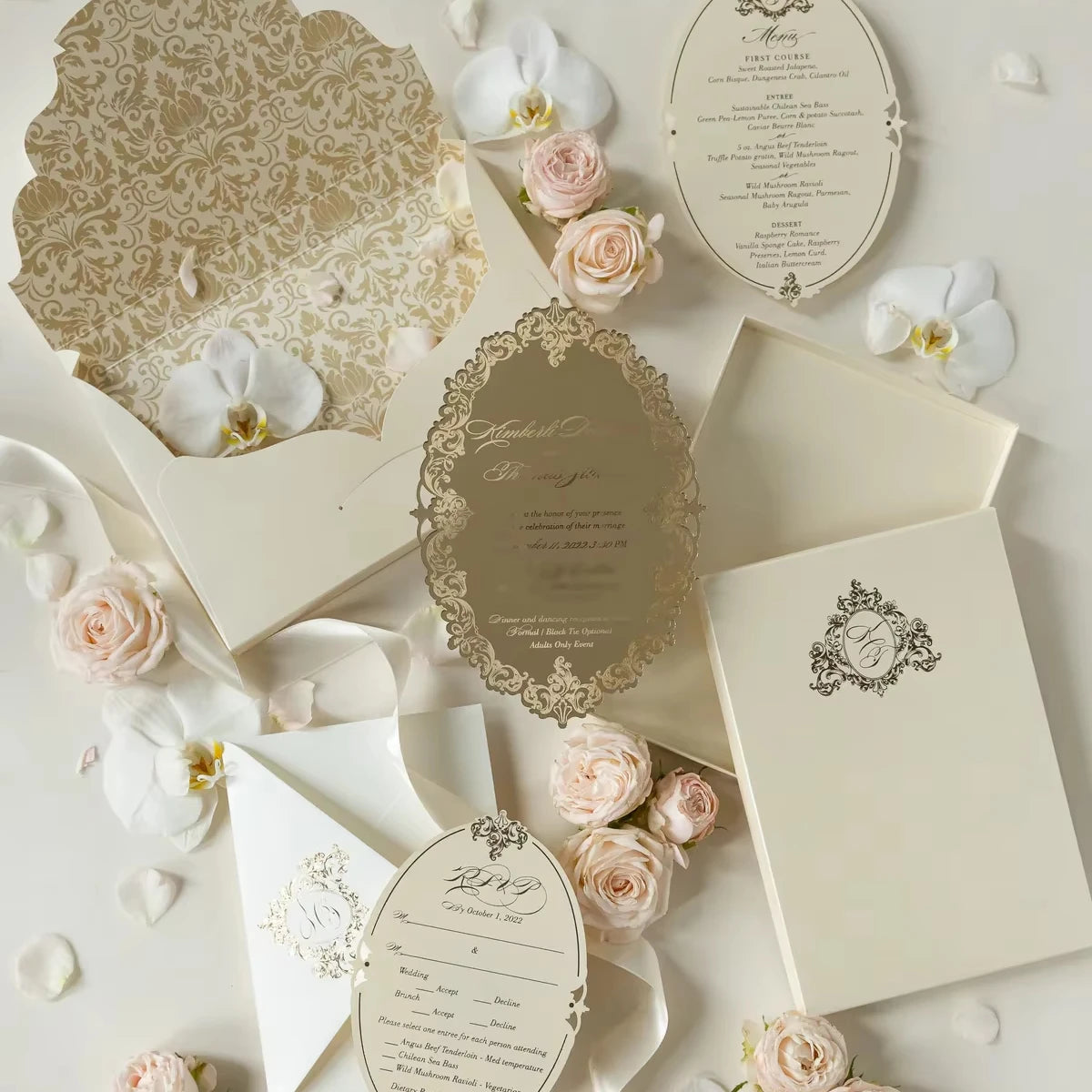 Luxury 15 Years Mirror Acrylic Boxed Invitation in Custom Box and Boxed Envelope | Bespoke Commission