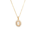 Fashionable Women Oval Stainless Steel Chain Natural Cat's Eye Stone Necklace