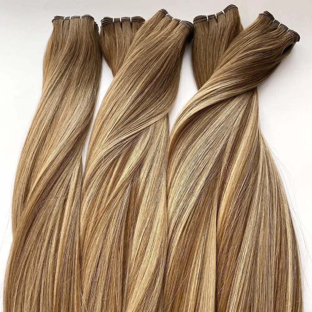 2024 European Double Drawn Human Hair Volume Genius Weft Beaded Micro Weft Extensions