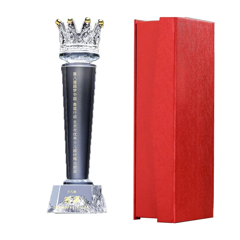 Pujiang High Quality K9 Crystal Award Trophy Custom Led Light Clear Crystal Championship Trophies for Souvenir