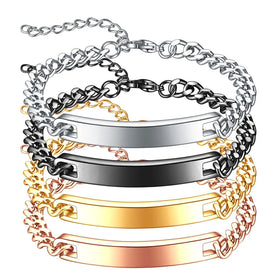 Nabest Jewelry Brand 7mm Tags for Bracelets 18k Gold Plated Stainless Steel Bracelets Tags with Logo Customized Name