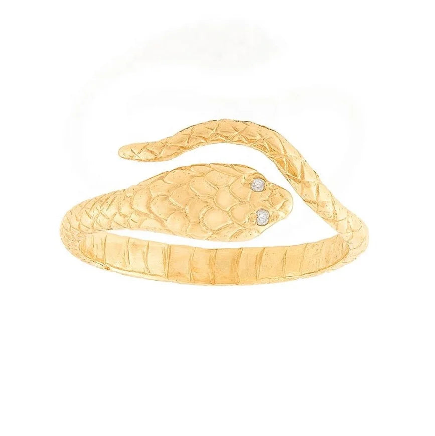 LOZRUNVE 925 Sterling Silver Fashionable Jewelry Rhodium Gold Filled Diamond CZ Texture Snake Ring