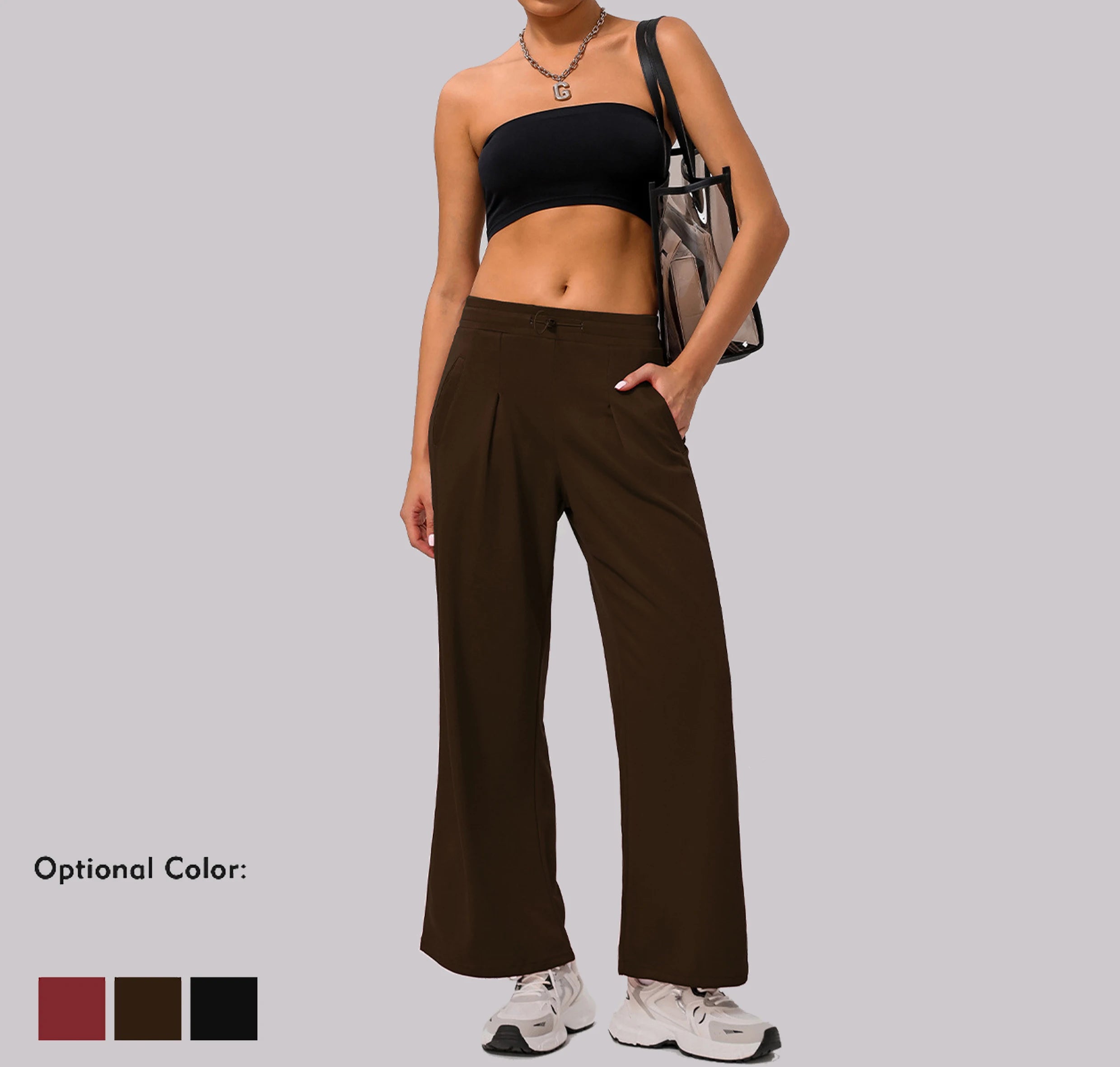 Plus Size Womens Polyester Wide Leg Outdoor Loose Pockets Hiking Sports Pants Women Mujer Girl Sport Active Yoga Pants