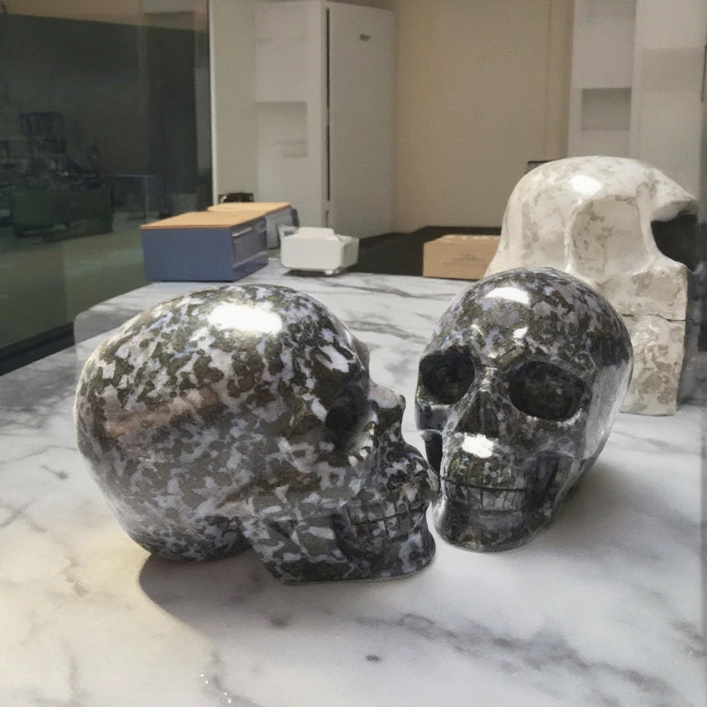 Wholesale Natural Crystal Sculpture Indigo Gabbro Stone Carved Meditation Skulls for Sale