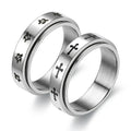 2025 Wholesale Stylish Unisex 6MM Turning Cross Rings Stainless Steel Rings Turning Turtle Anxiety Rings