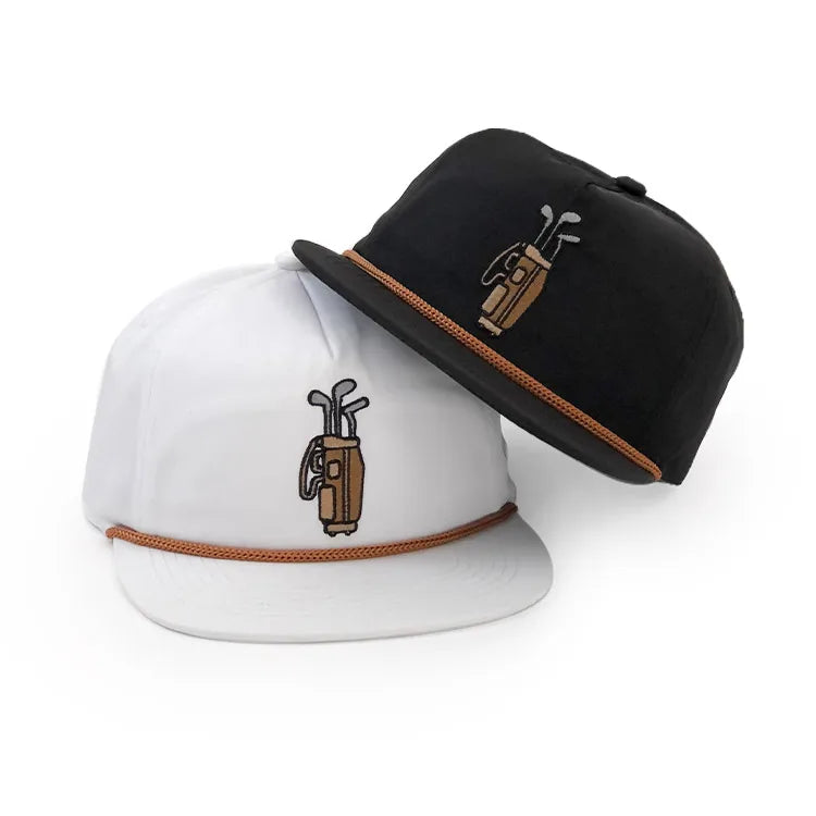 Adult Vintage Nylon Custom Logo Flat Brim Sports Outdoor Golf Snapback Hats Caps With Rope