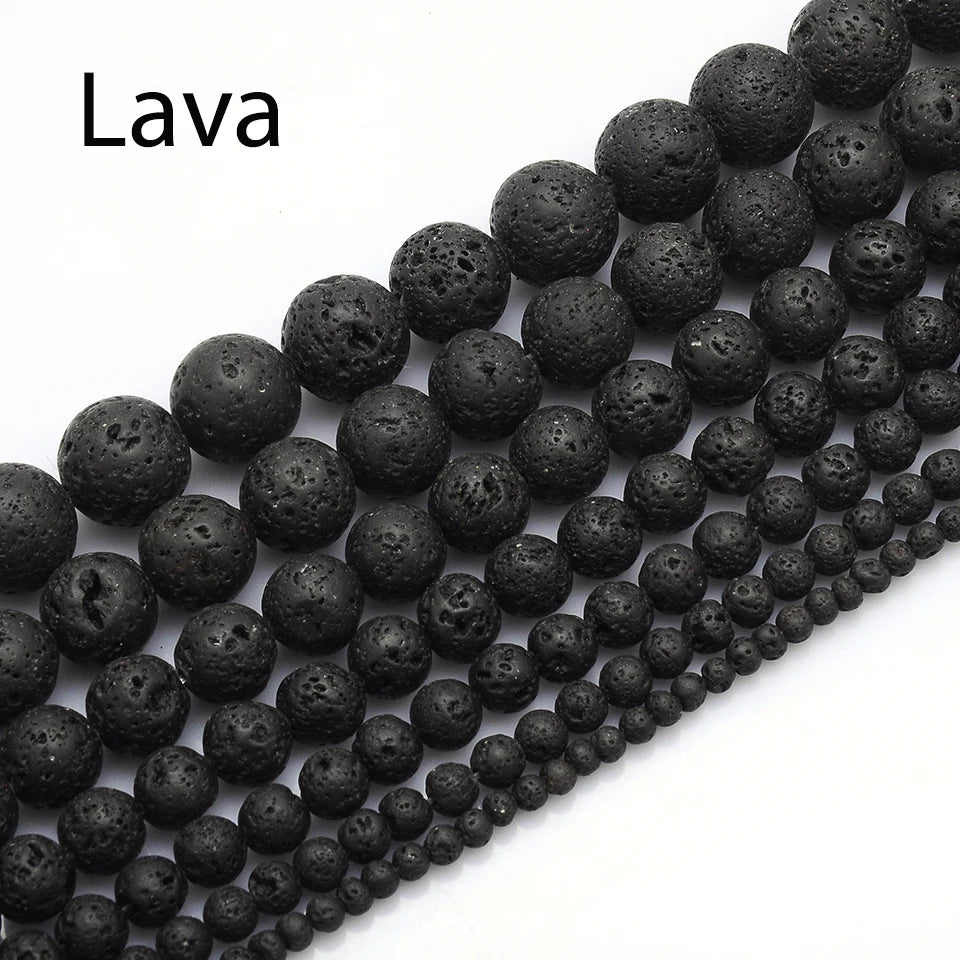 Customizable DIY Bracelet and Necklace with Natural Lava Loose Beads 4mm to 18mm Sizes Polished Stone Bead Accessories