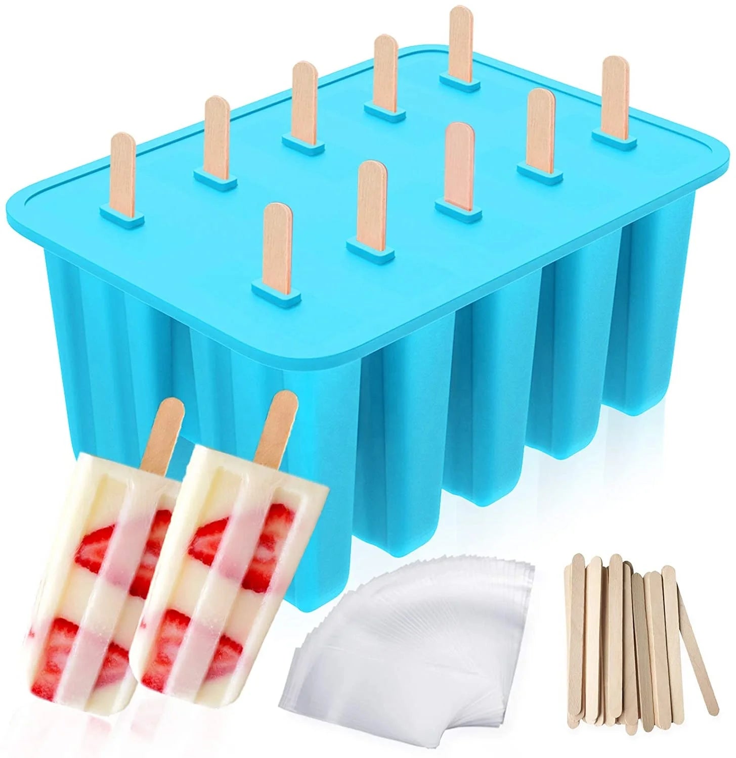 10 Cavities DIY Food Grade Silicone Ice Cream Freezer Mold Popsicle Custom Logo Ice Cream Tubs Tool