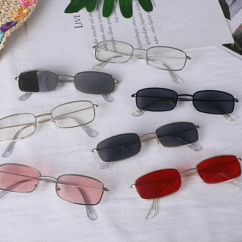Classic Candy Color Glasses Retro Small Square Women's Sunglasses Brand Shades Metal Rectangular Fashion Eyewear UV400