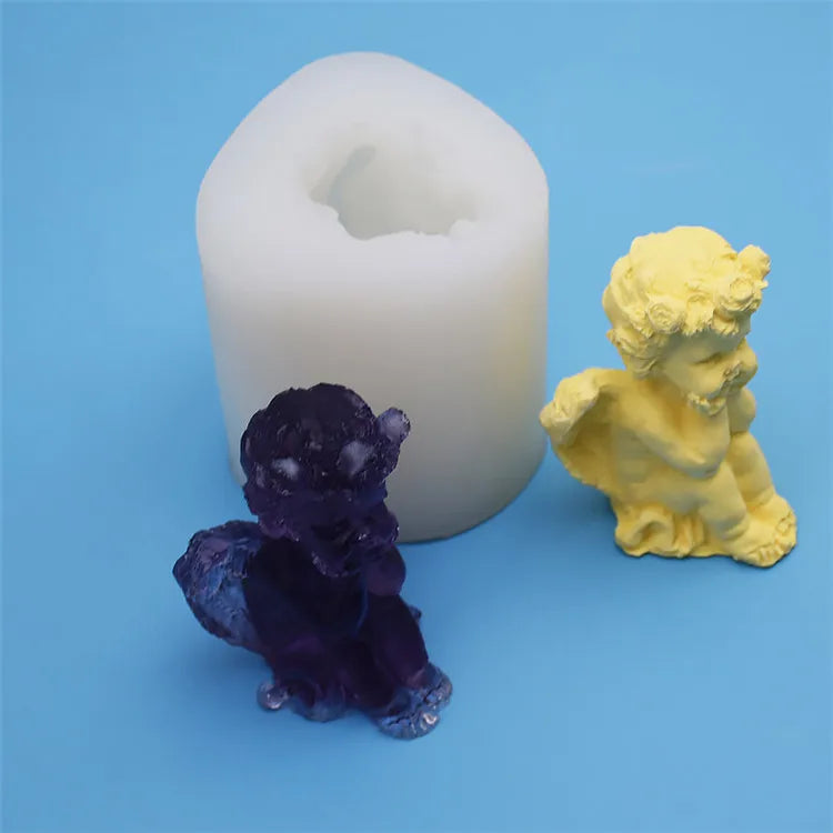 Wholesale 3D Angel Silicone Mold Cute Angel Candle Aromatherapy Plaster Pendant Molds Hdpe Mold Resin