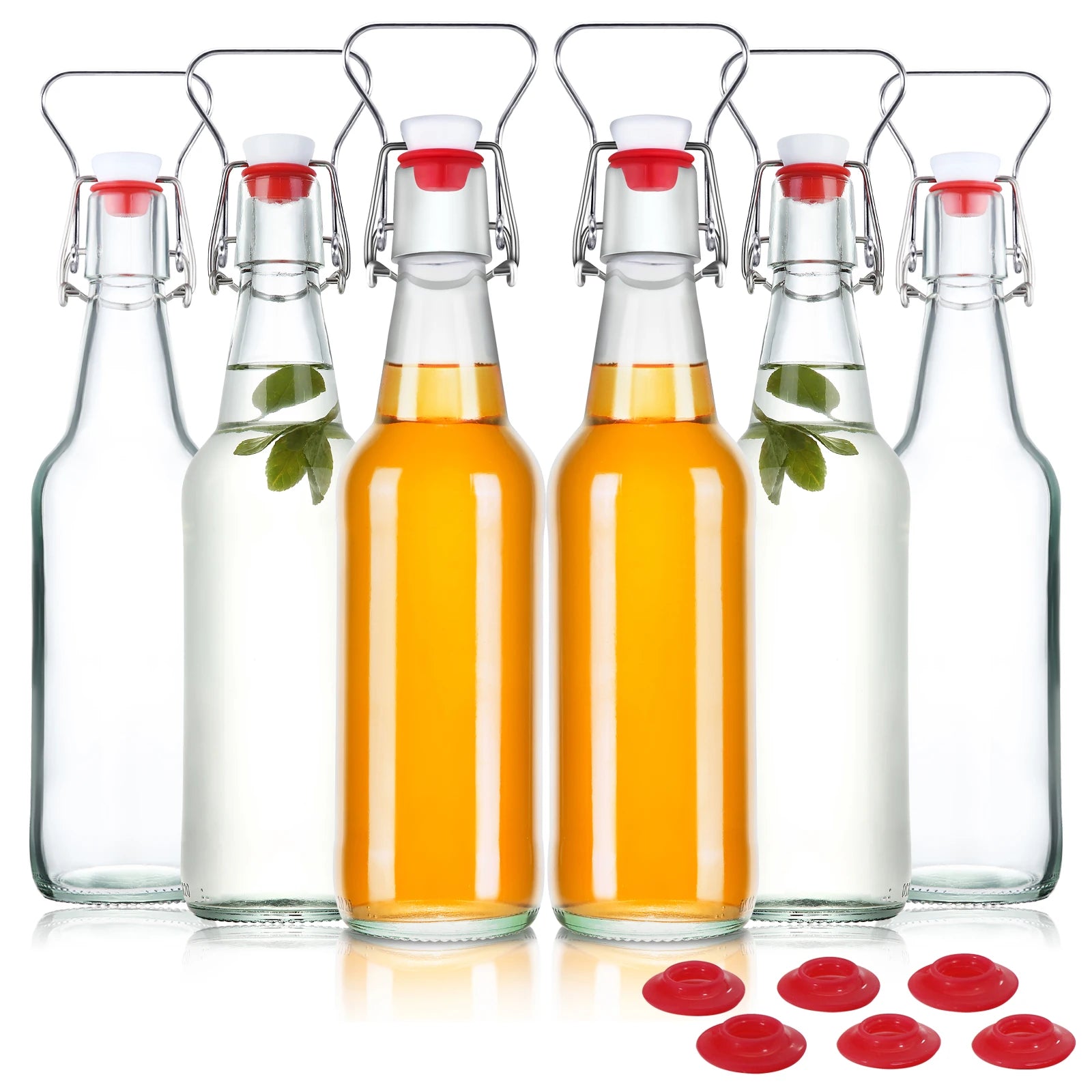 Home Brewing Empty Glass Amber 16 oz clear 330ml 500ml Swing Top Beer Bottle with Easy Wire Swing Cap