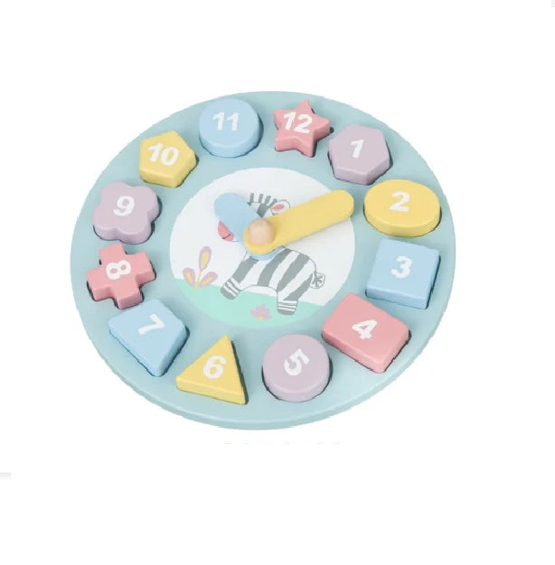 New Children Educational Learning Montessori Number Puzzle Wooden Clock Toy for Kids 3+