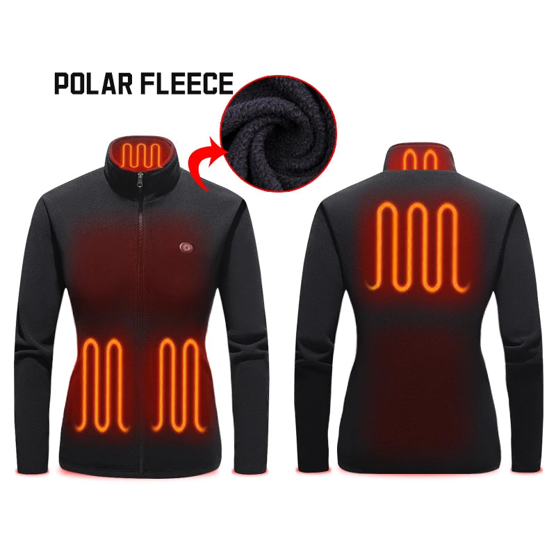 Winter Electric Heated Jacket for Women Men With Battery Pack Custom Polar Fleece Rechargeable Battery Heated Jacket