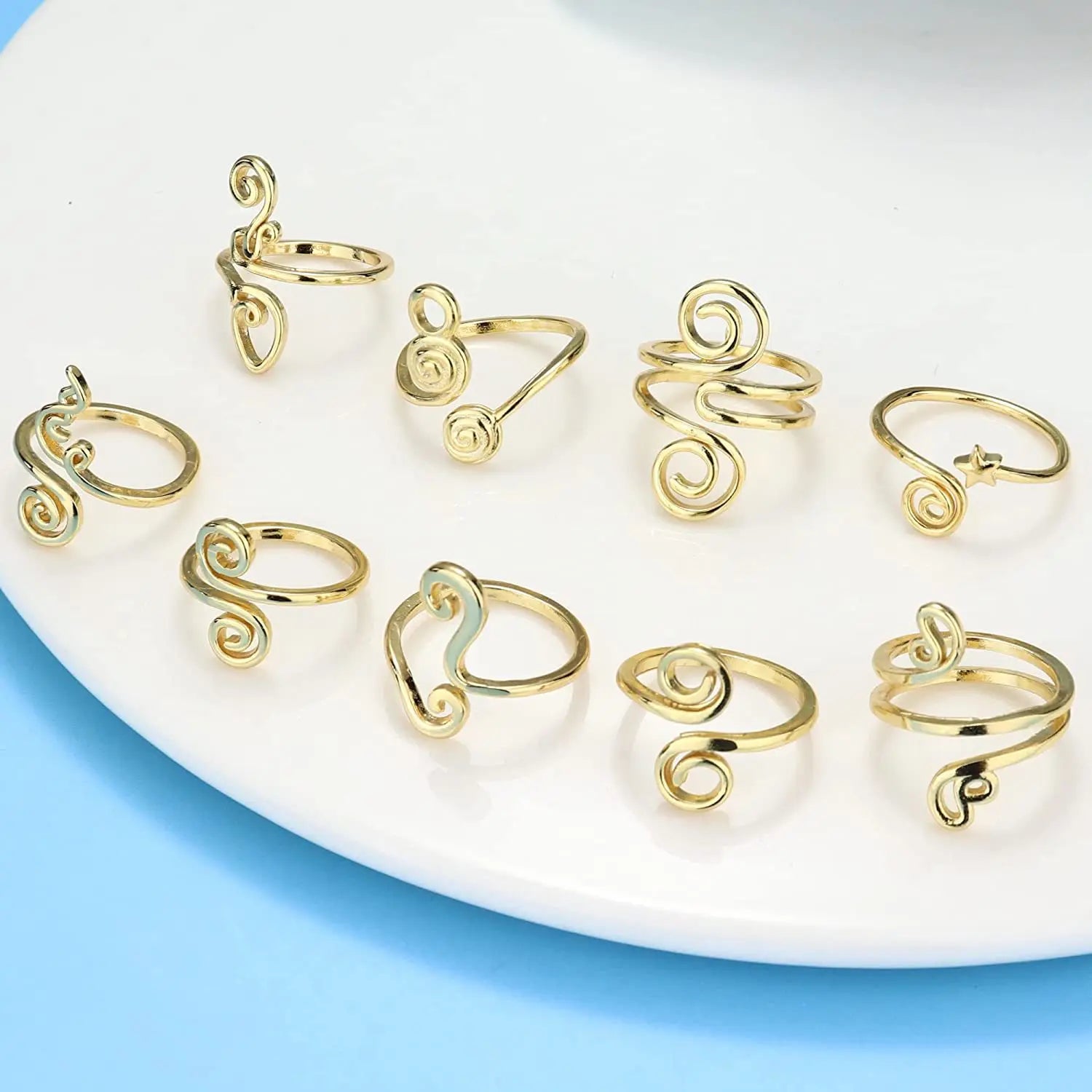 Gaby New Arrive Toe Rings Adjustable for Women Summer Beach Gold Copper Flower Cute Toe Ring Foot J Foot Jewelry Ring