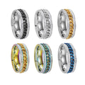 Fashion Jewelry Stainless Steel 18K Gold Plated Chain Ring Insert Crystal Chain Wedding Rings Jewelry for Couple