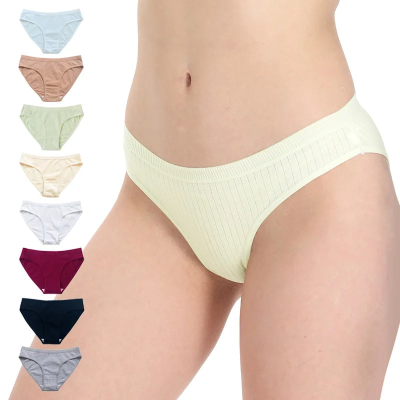 Plus Size Women's Cotton Underwear - Mid Waist Stretchy Triangle Panties Breathable Comfort Solid Best Selling Ladies Briefs