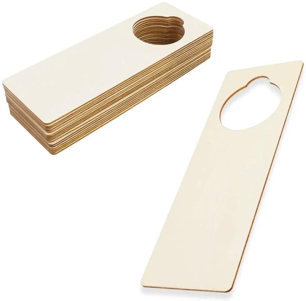 Unfinished Laser Cutout Wood Door Knob Hanger Blank Wooden Door Knob Signs Cutouts for DIY Craft