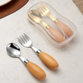 Stainless Steel Cutlery Set Kids Self-stand Spoon Folk Training Feeding Spoon