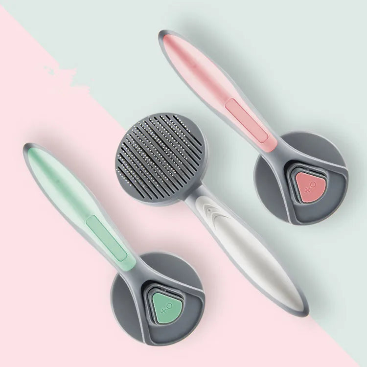 Stainless Steel Automatic Pet Dog and Cat Hair Removal Grooming Slicker Brush
