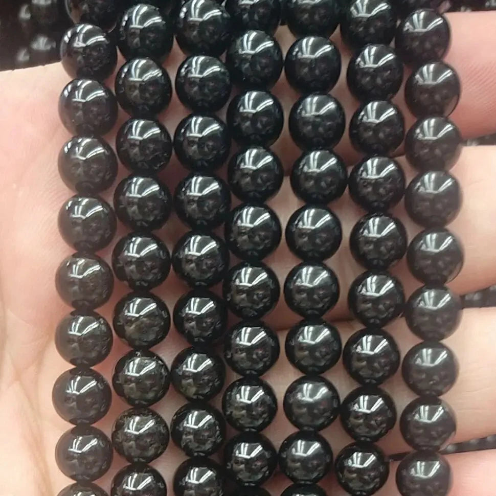 Wholesale Price Natural Stone Bead Making Jewelry Healing Bead Black Color 8mm Tourmaline Bead for Jewelry Making