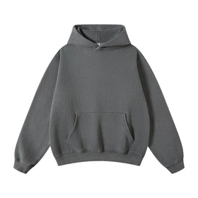 New Arrival Unisex Heavyweight Autumn Winter Pullover Hoodie Thick Sweatshirt with Embroidered Design Pigment Washing Technique