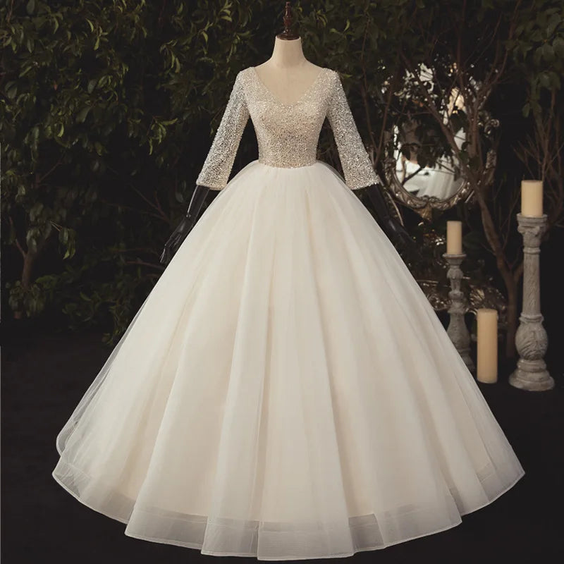 S0312 THigh Quality New Vintage Style Mermaid Sling Long Sleeves A-Line Silhouette Chapel Train Lace Decoration Wedding Dress