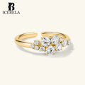 ICEBELA Wholesale Chic Niche Luxury Chic 925 Sterling Silver Fine Jewelry Pave Zircon Cluster Opening Rings for Girls