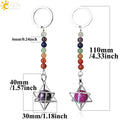 CSJA Hot Selling Natural Stone Crystal Fashion Keychain 7 Chakra Merkaba Locket Pendant Accessories Keychain G352