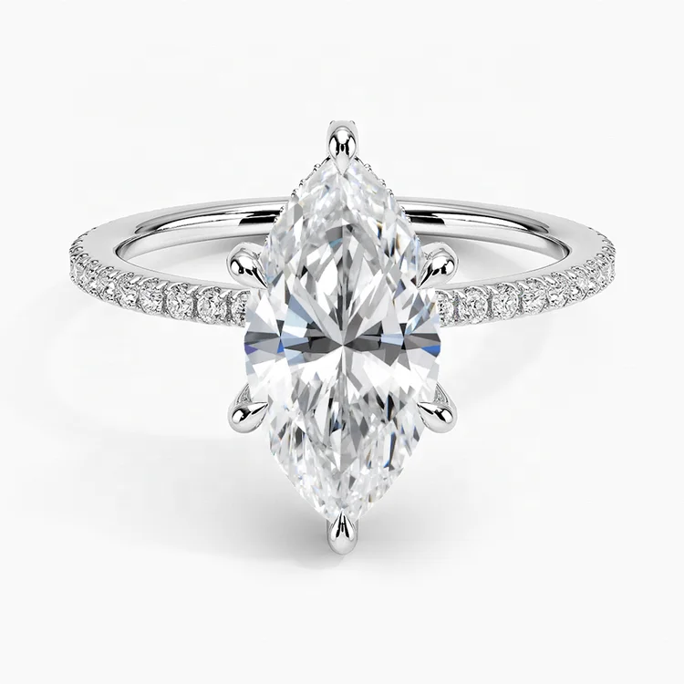 2ct Lab Grown Marquise Cut Diamond Bridal Set Wedding Ring 18K Gold Band Unisex Women's Engagement/Party/Gift Ring