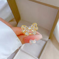 Fashion 18k Gold Plated Good Quality Butterfly Rings Adjustable CZ Zircon Butterfly Opening Ring for Women Girls Wholesale