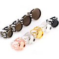10pcs/lot 12mm-20mm Classic 6 Colors Plated Copper Adjustable Ring Settings BaseFit 12-20mm Glass Cabochons Ring Bezels