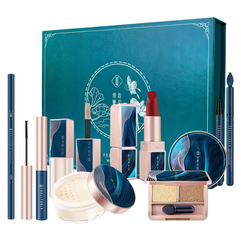 Eight-Piece All-In-One Customized Jade Makeup Set Durable and Easy-to-Apply for Beginners Wholesale Option Available