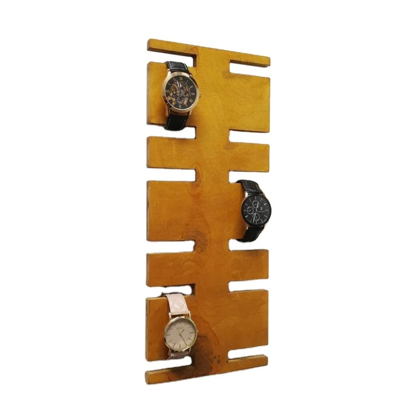 Solid Wood Wall Hanging Watch Rack Square Shape Jewelry Display Rack Wood Panel Reception Rack
