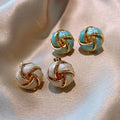 Hiphop Punk Metal Twist Knit Knot Ball Stud Earring for Women Gold Color Female Twine Ear Jewelry Christmas Gift Brincos