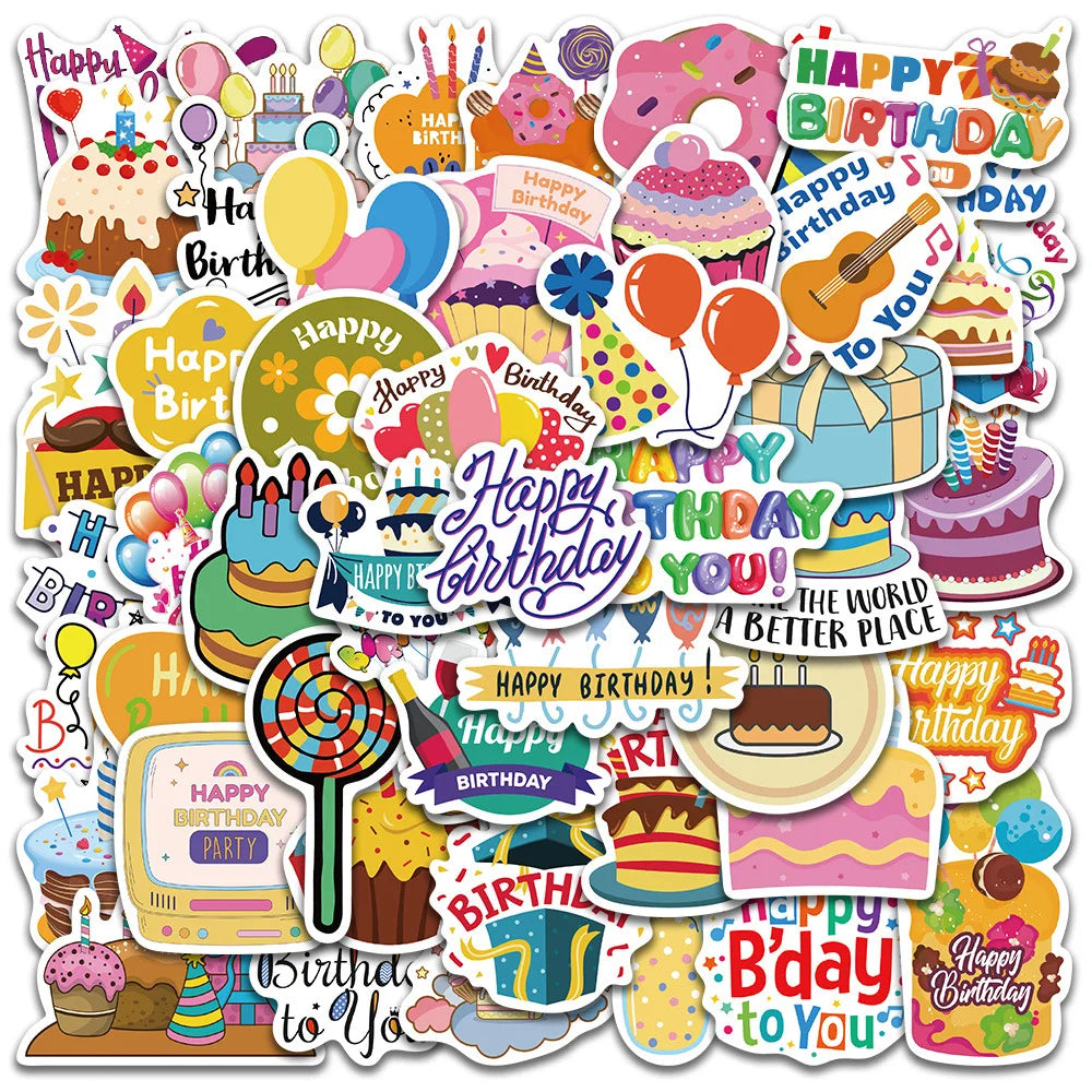 50PCS Pvc Waterproof Adhesive Label Logo Die Cut Vinyl Stickers Luggage Birthday Party Stickers Cartoon Die Cut Sticker
