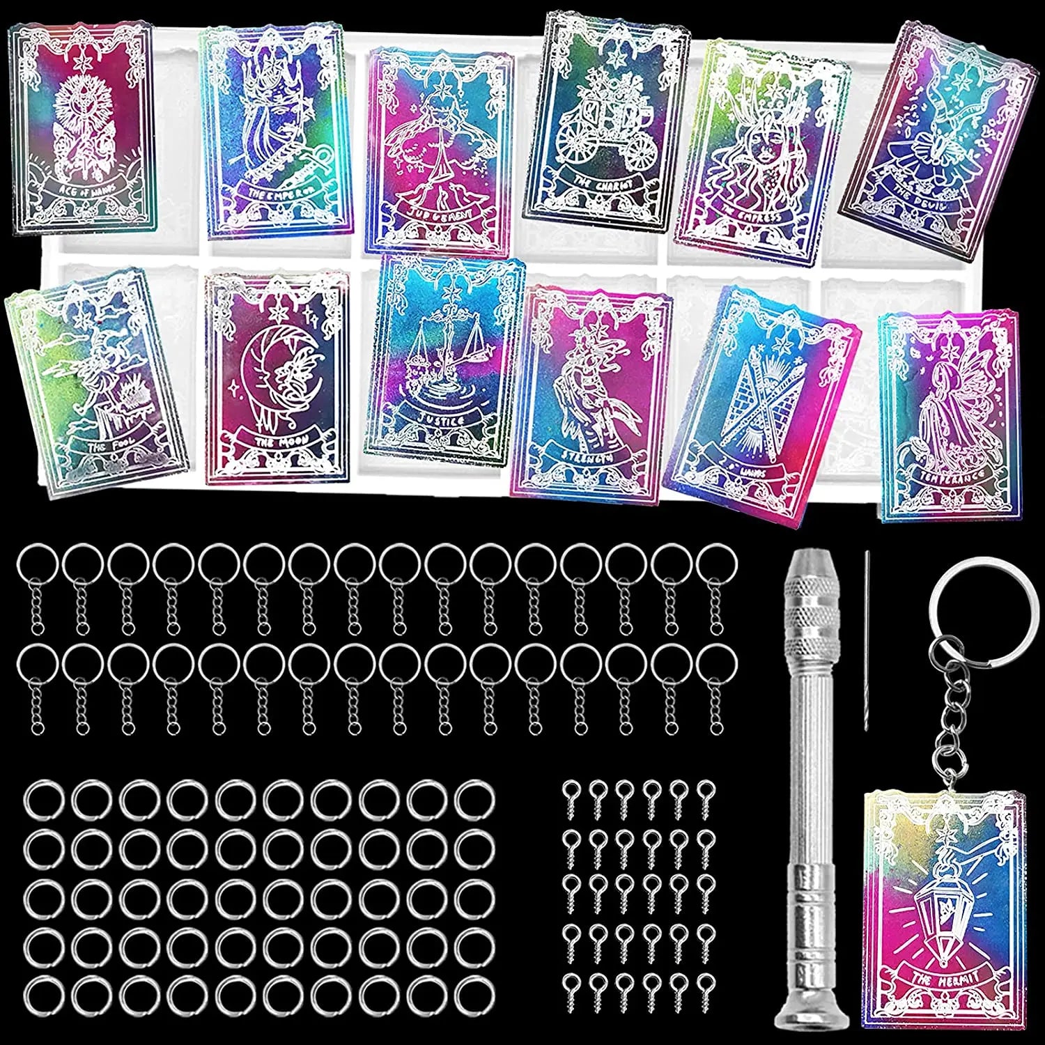 Tarot Card Resin Molds Silicone - 24 Different Tarot Card Molds Keychain Making Set Small Tarot Silicone Molds Jewelry Making