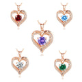 Elegant Dainty Rose Gold Plated Zircon 12 Month Birthstone Heart Pendant Necklace-Trendy Anniversary Jewelry