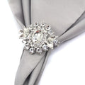 Wholesale 4*6cm Silver Gold Plated Crystal Glass Clear Rhinestone Decorative Napkin Rings Metal Table Decoration for Weddings