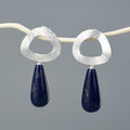 Lotus Fun Handmade 18k Gold Plated 925 Sterling Silver Lapis Aventurine Lazuli Gemstone Minimalist Circle Earrings Fine Jewelry